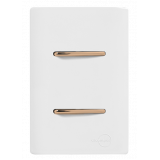 Cj Interruptor Duplo (1 Simples + 1 Paralelo ) 4x2 - Novara Branco C/ Ouro Rose